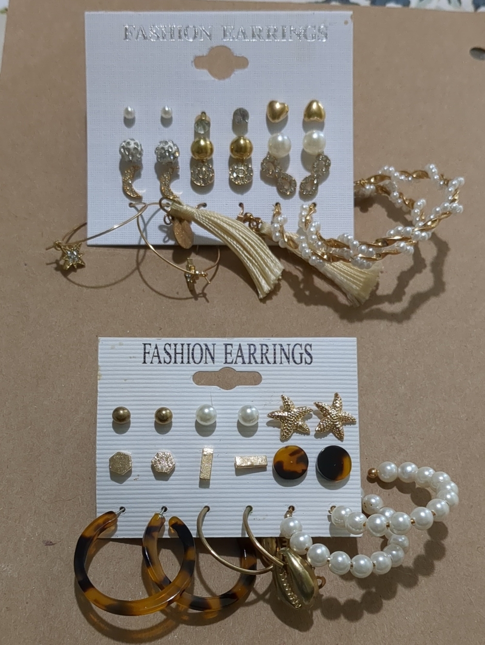 Costume Gold and Pearl Multi-Pair Earring Set - Women's Fashion